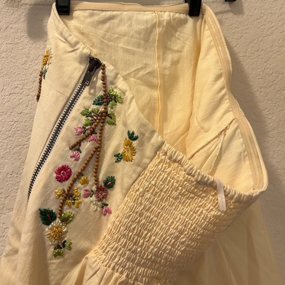 NWT Free People Havana Nights Beaded Floral Linen Mini Dress - Picture 5 of 7